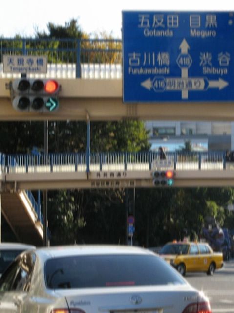 日中の信号・標識の見え方